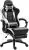 IN-HOMEXL Powell Gaming Stoel – Bureaustoelen voor Volwassenen – Ergonomische Bureaustoel met massage lendensteun – Volledig Verstelbaar- Bureaustoelen voor een gewicht van 100 tot 150 kg – Kantoorstoel – PU Leer- Vergaderstoel – Zwart / Wit
