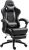 IN-HOMEXL Powell Gaming Stoel – Bureaustoelen voor Volwassenen – Ergonomische Bureaustoel met massage lendensteun – Volledig Verstelbaar- Bureaustoelen voor een gewicht van 100 tot 150 kg – Kantoorstoel – PU Leer- Vergaderstoel – Zwart / Grijs